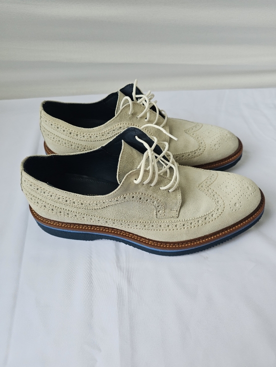 Johnston & Murphy Light Beige Suede Wingtip Derbys main image 9